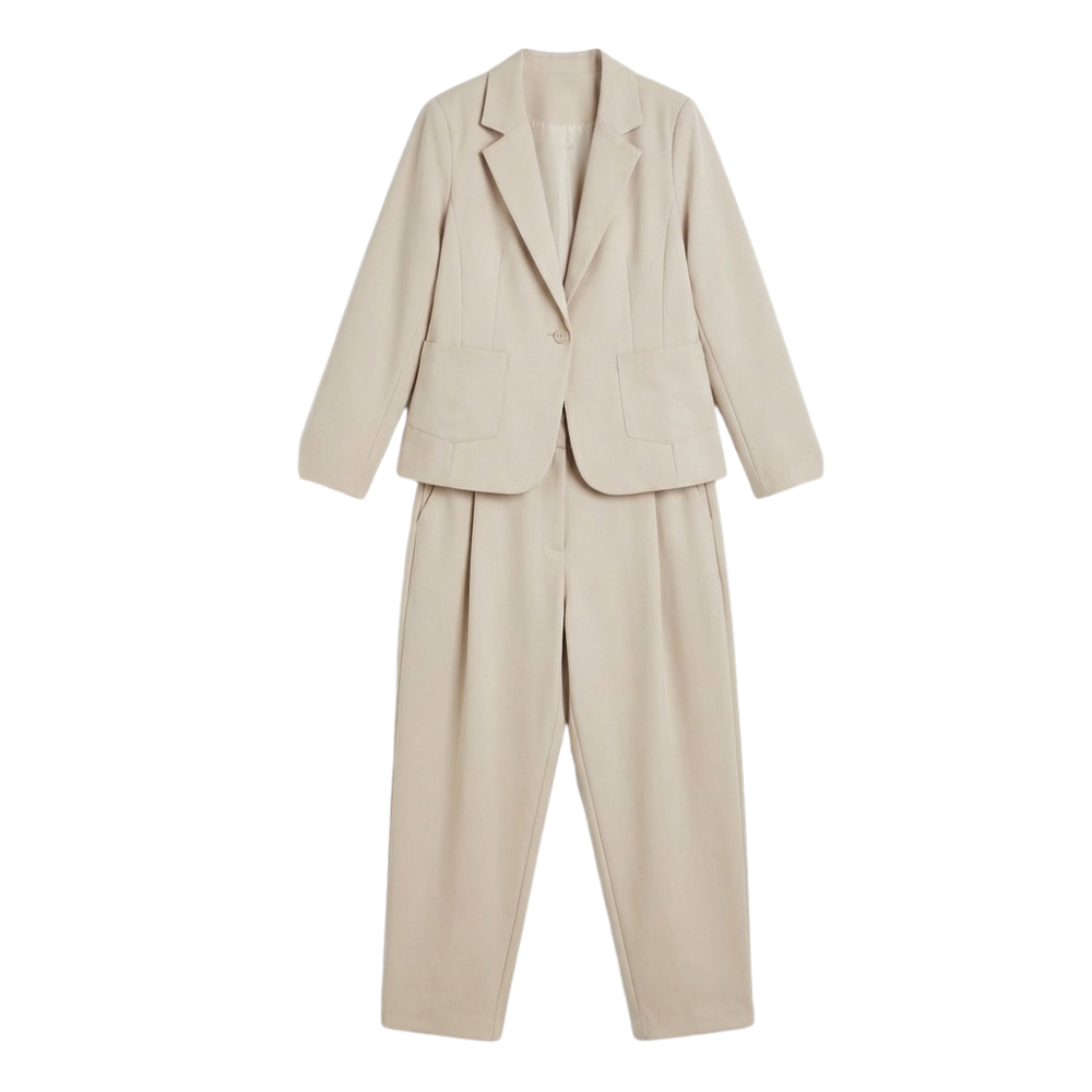Dames 2-delige set met blazer en toelopende broek