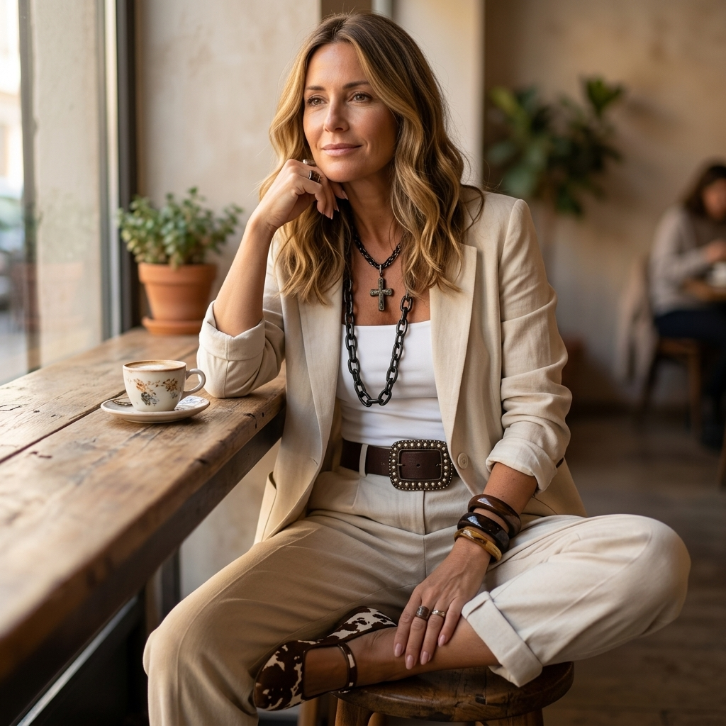 Dames 2-delige set met blazer en toelopende broek