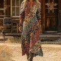 Dames boho maxi jurk met bloemenprint en lange mouwen
