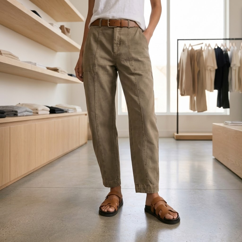 Dames broek met hoge taille en toelopende pijpen
