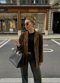Dames bruin jack met suède-look en knoopsluiting