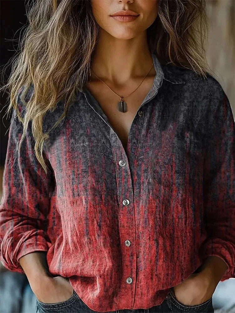 Dames doorknoop blouse met bloemenprint en lange mouwen