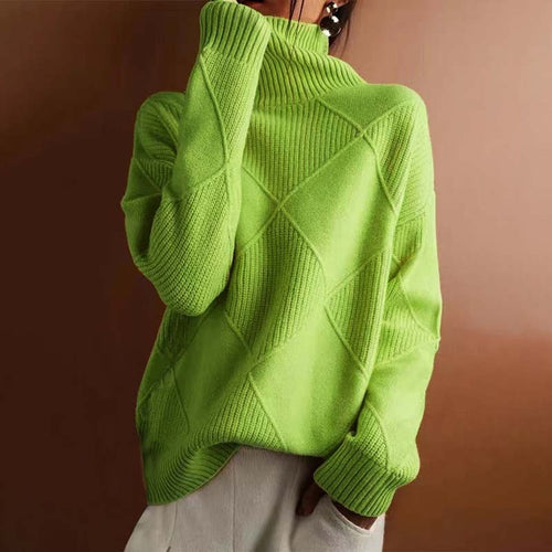Dames gebreide coltrui met ruitmotief en oversized pasvorm