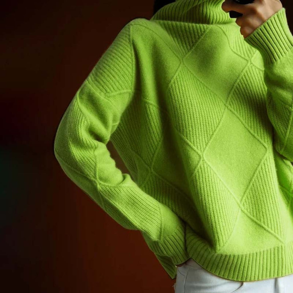 Dames gebreide coltrui met ruitmotief en oversized pasvorm