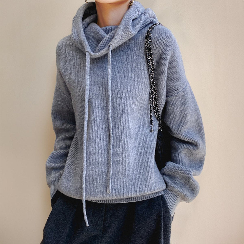 Dames gebreide hoodie met trekkoord en oversized pasvorm