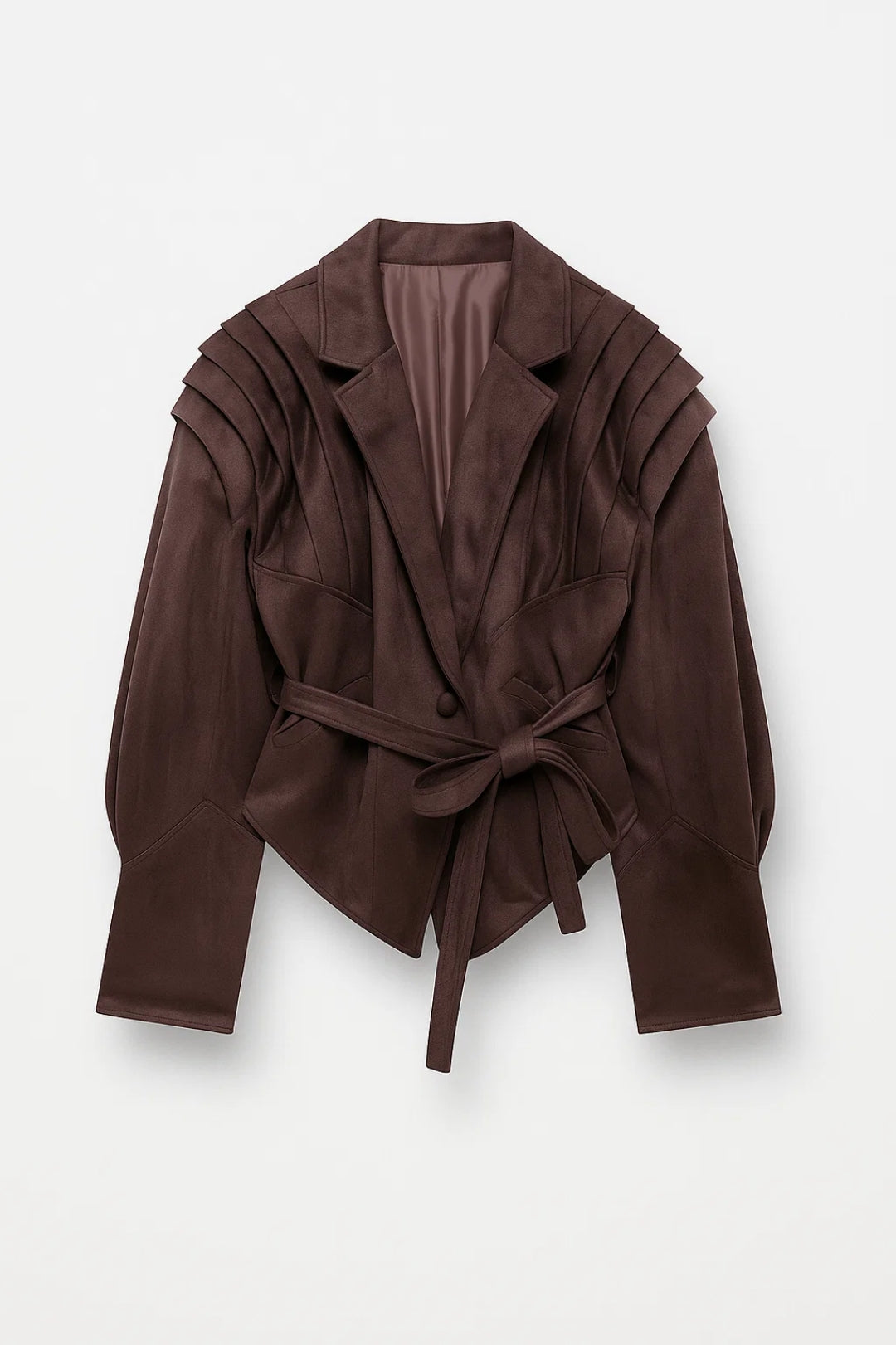 Dames getailleerde blazer met plooien op de schouder