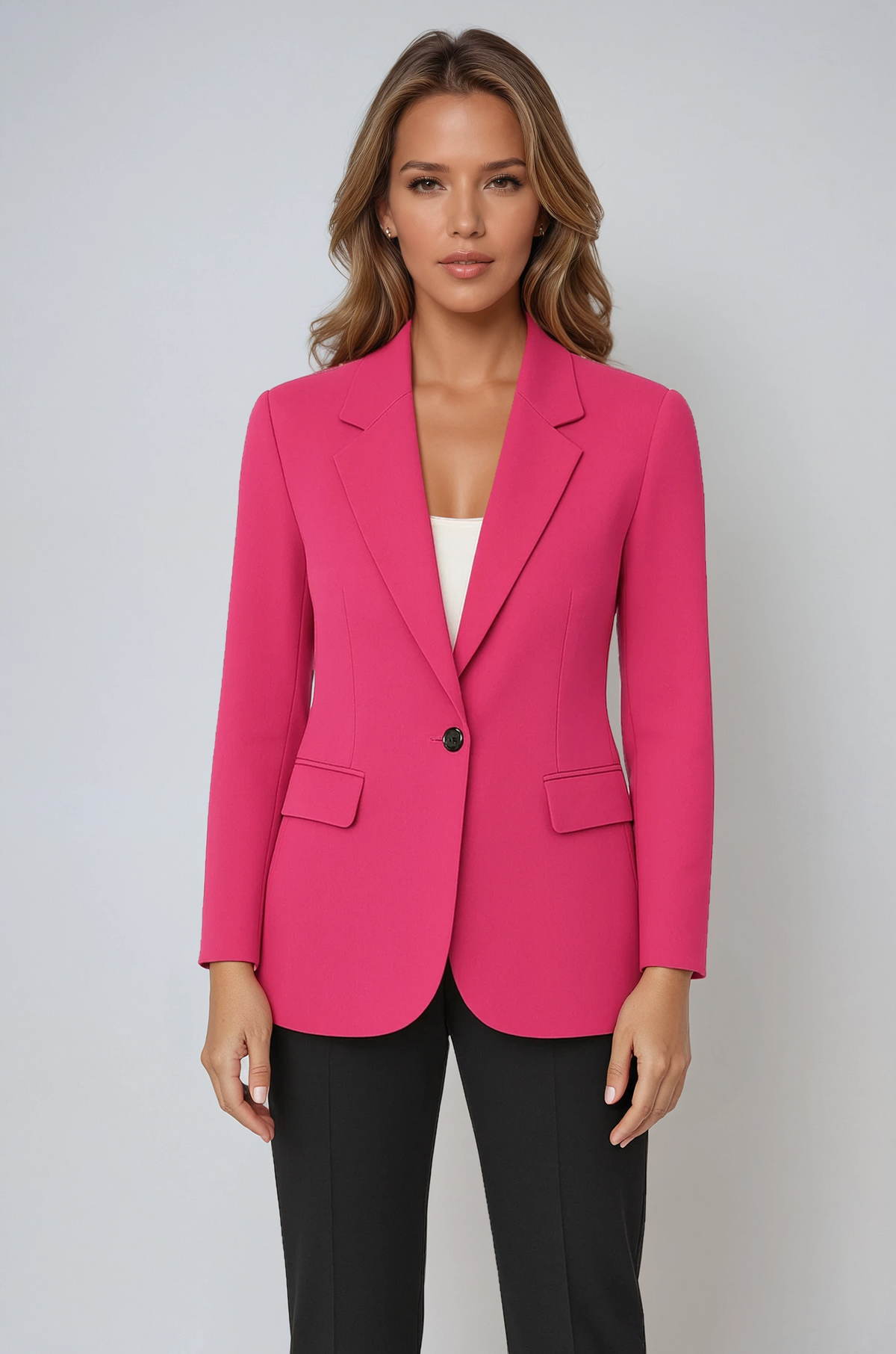 Dames getailleerde blazer met revers en klepzakken