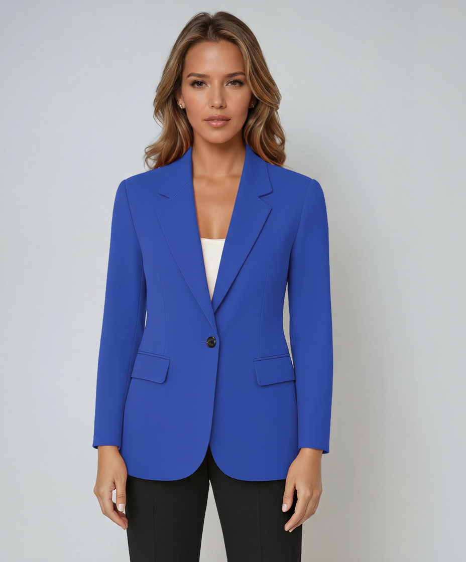 Dames getailleerde blazer met revers en klepzakken