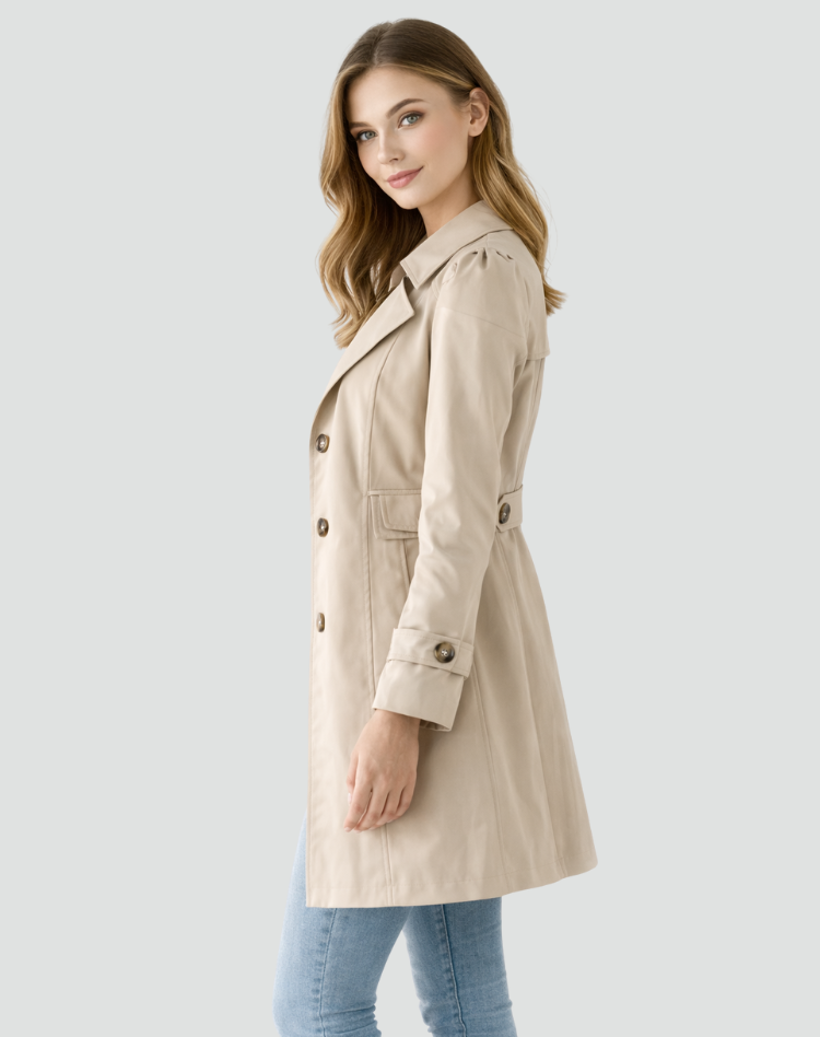 Dames getailleerde trenchcoat met knoopsluiting