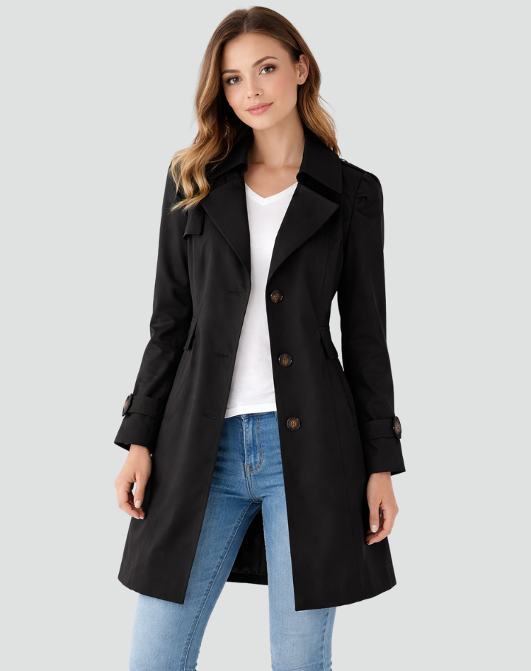 Dames getailleerde trenchcoat met knoopsluiting