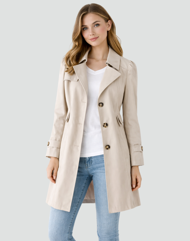 Dames getailleerde trenchcoat met knoopsluiting