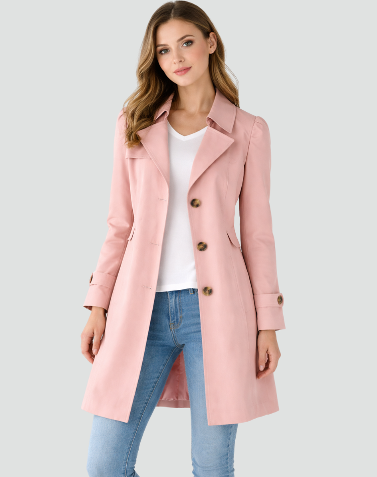 Dames getailleerde trenchcoat met knoopsluiting