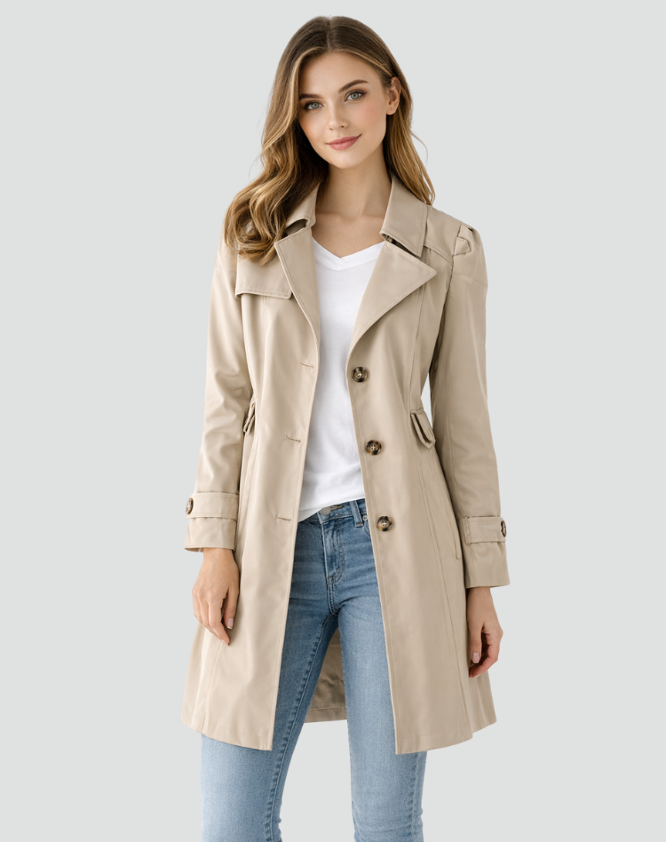 Dames getailleerde trenchcoat met knoopsluiting