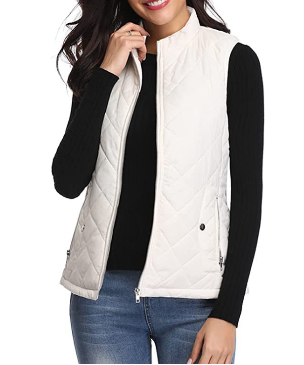 Dames gewatteerde bodywarmer met opstaande kraag