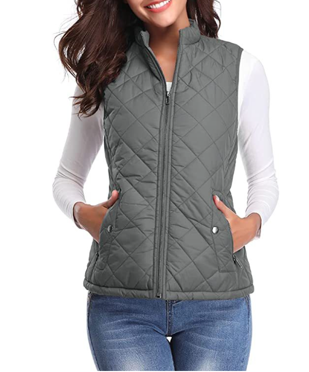 Dames gewatteerde bodywarmer met opstaande kraag