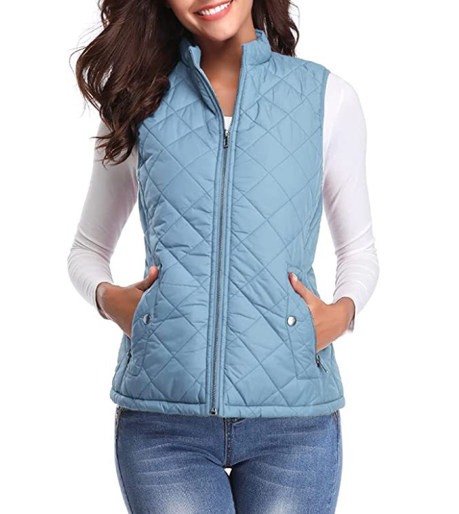 Dames gewatteerde bodywarmer met opstaande kraag