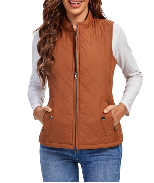 Dames gewatteerde bodywarmer met opstaande kraag