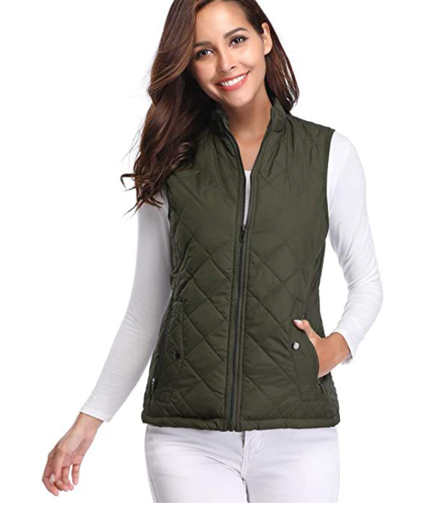 Dames gewatteerde bodywarmer met opstaande kraag