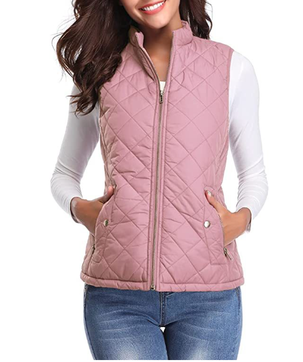 Dames gewatteerde bodywarmer met opstaande kraag