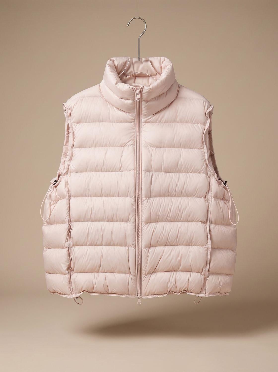 Dames gewatteerde bodywarmer met tweewegrits en opstaande kraag