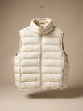 Dames gewatteerde bodywarmer met tweewegrits en opstaande kraag