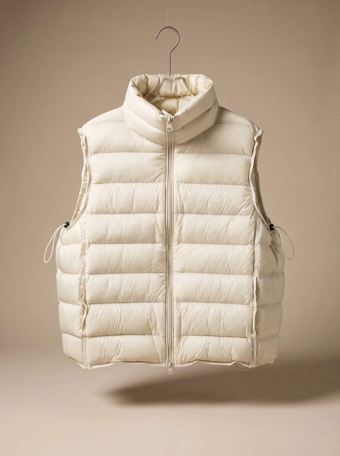 Dames gewatteerde bodywarmer met tweewegrits en opstaande kraag
