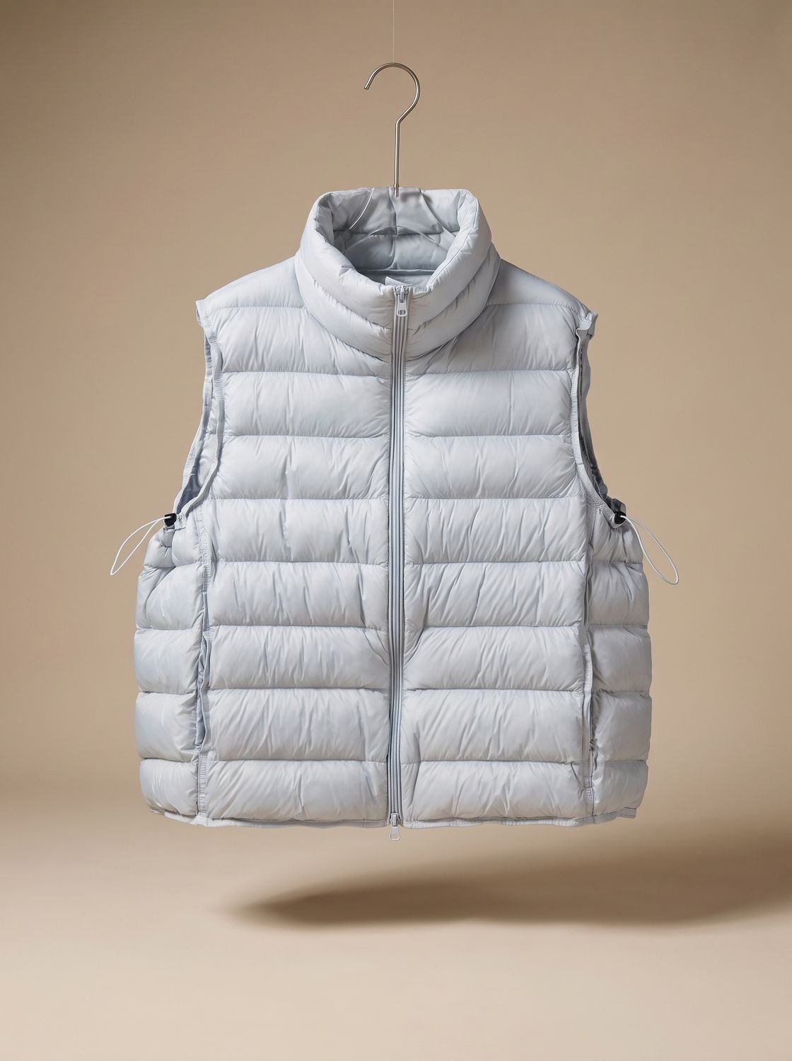 Dames gewatteerde bodywarmer met tweewegrits en opstaande kraag