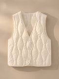 Dames gewatteerde bodywarmer met V-hals en drukknopen