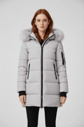 Dames gewatteerde winterjas met imitatiebont rand