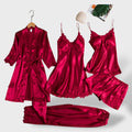 Dames glanzende pyjama set met kanten details