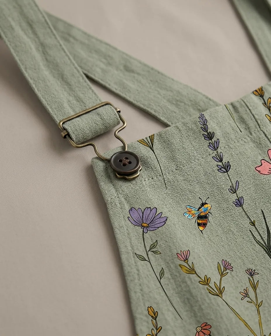 Dames jumpsuit met botanische print en verstelbare bandjes