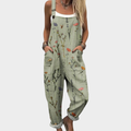 Dames jumpsuit met botanische print en verstelbare bandjes