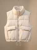 Dames korte gewatteerde bodywarmer met trekkoord in de zoom