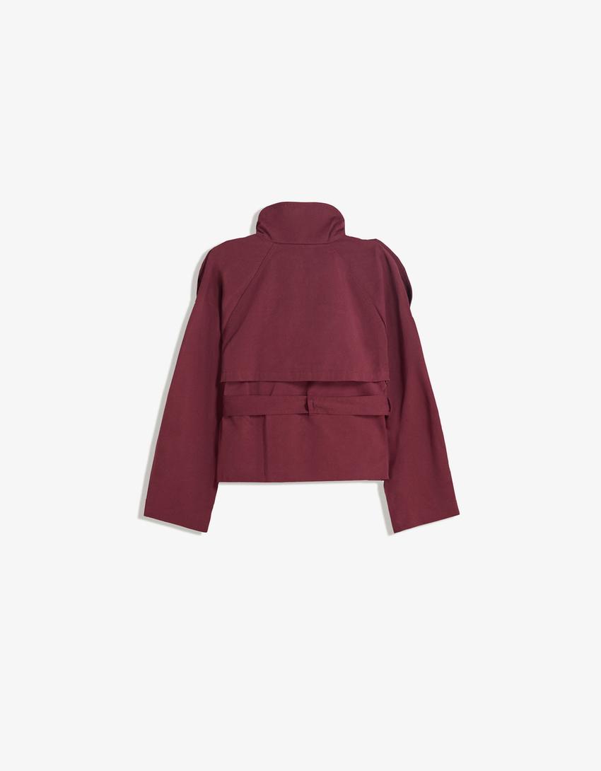 Dames korte trenchcoat met dubbele knoopsluiting