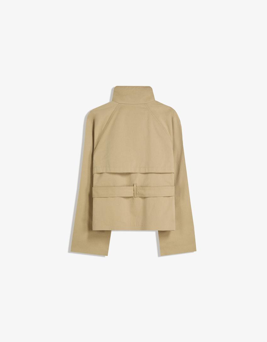 Dames korte trenchcoat met dubbele knoopsluiting