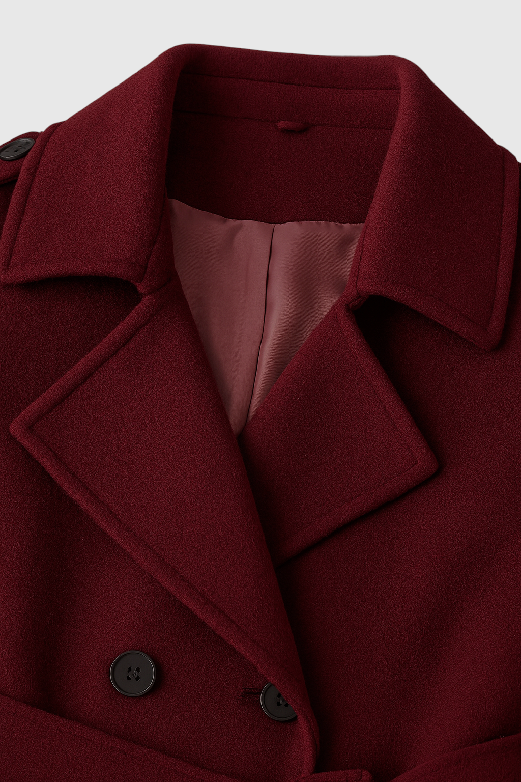 Dames lange bordeauxrode trenchcoat met dubbele knoopsluiting