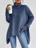Dames lange gebreide coltrui met oversized pasvorm