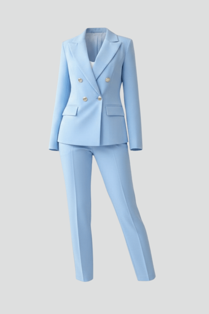 Dames mantelpak met blazer en rechte pantalon