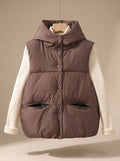 Dames mouwloze gewatteerde bodywarmer met capuchon