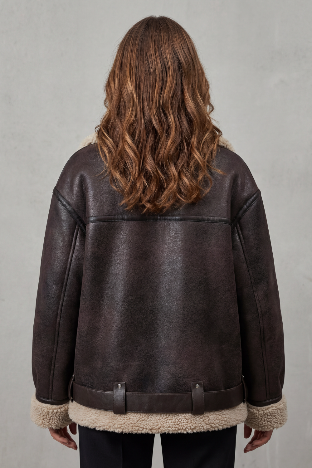 Dames oversized aviator jack met zachte teddykraag