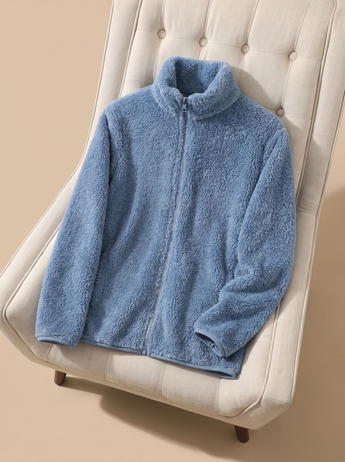Dames oversized fleecevest met rits en opstaande kraag