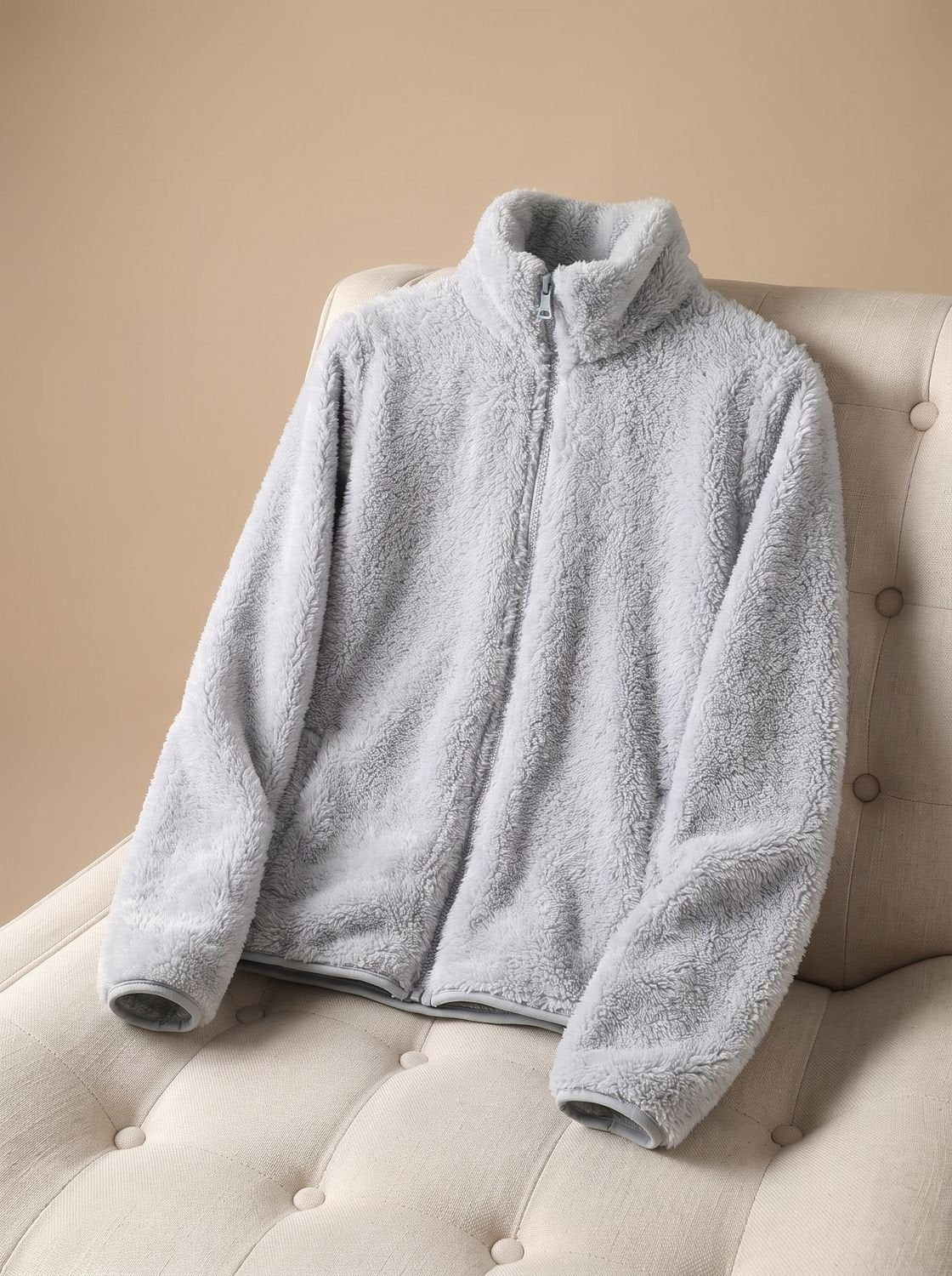 Dames oversized fleecevest met rits en opstaande kraag