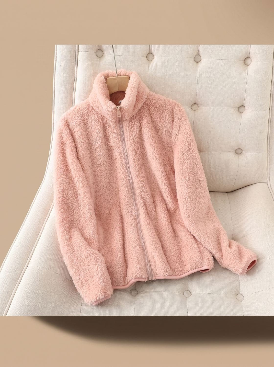 Dames oversized fleecevest met rits en opstaande kraag