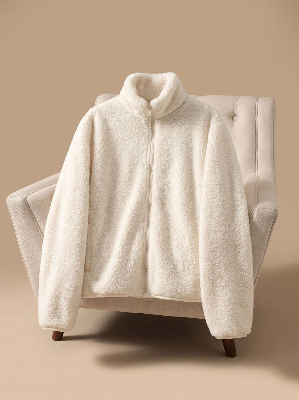 Dames oversized fleecevest met rits en opstaande kraag