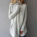 Dames oversized grofgebreide coltrui met rolkraag