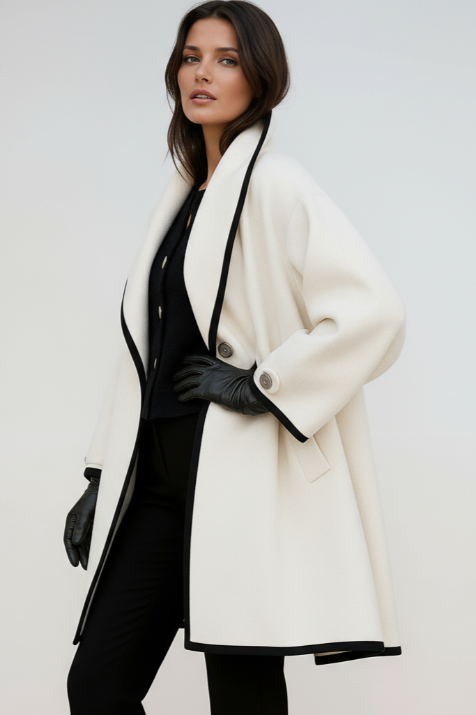 Dames oversized lange winterjas met brede kraag