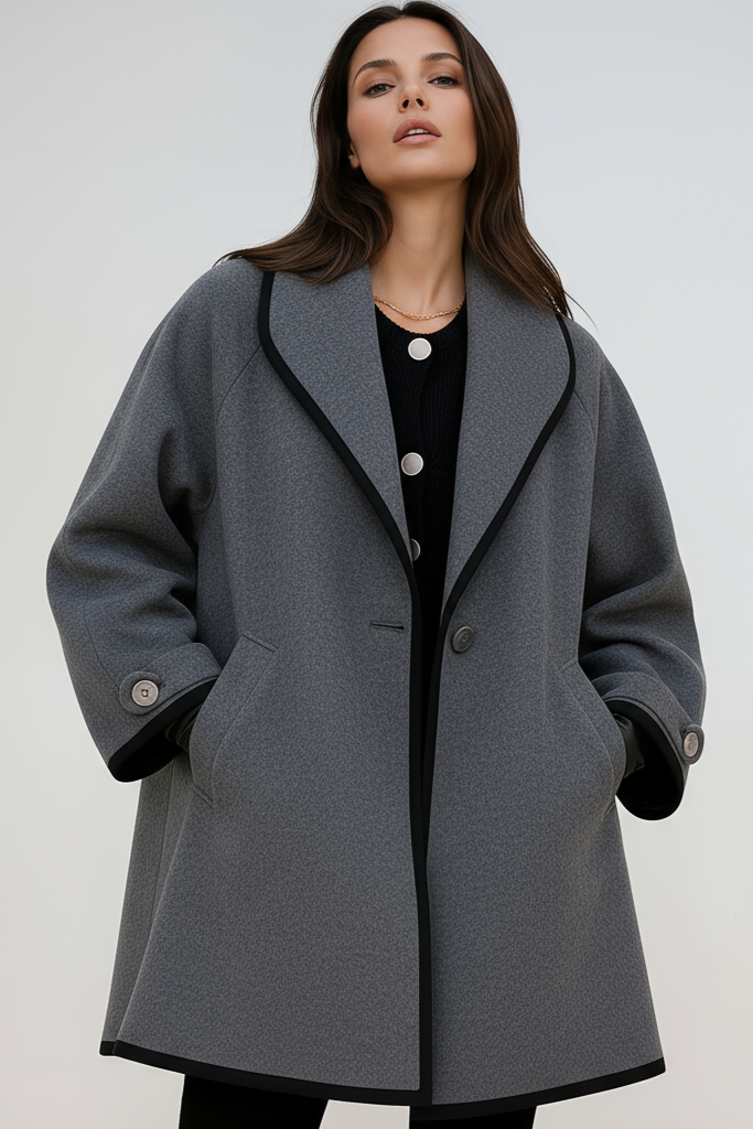Dames oversized lange winterjas met brede kraag