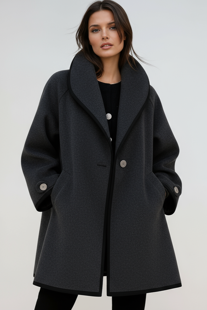 Dames oversized lange winterjas met brede kraag