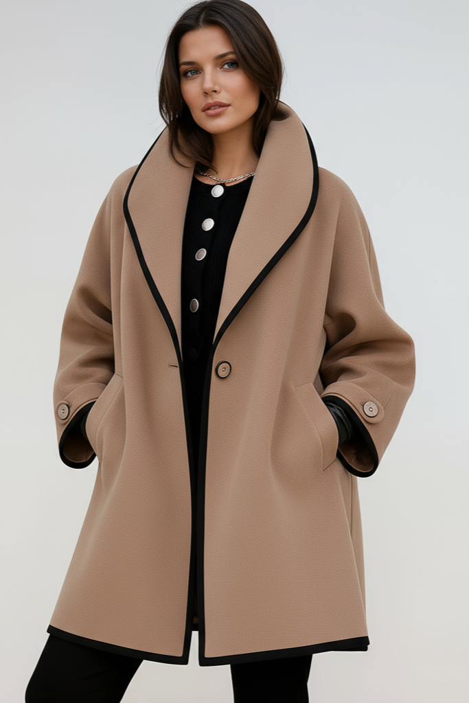 Dames oversized lange winterjas met brede kraag