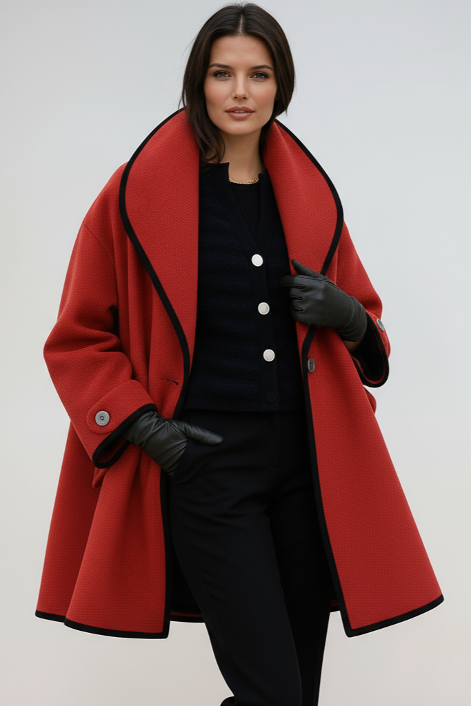 Dames oversized lange winterjas met brede kraag